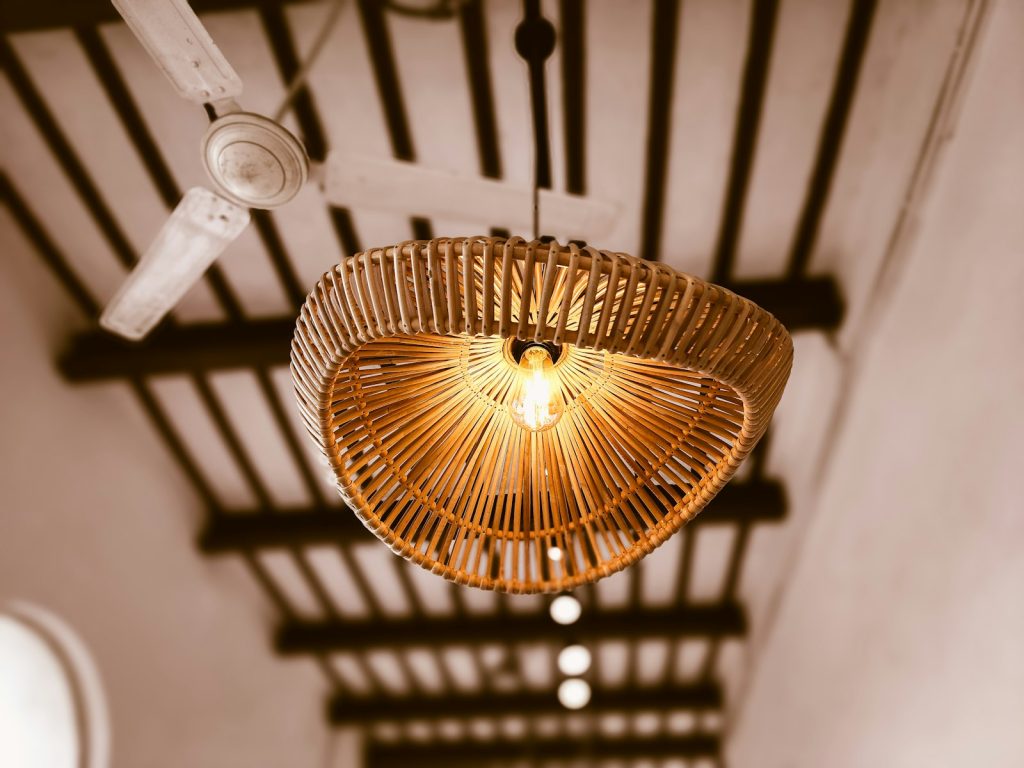 a light that is hanging from a ceiling