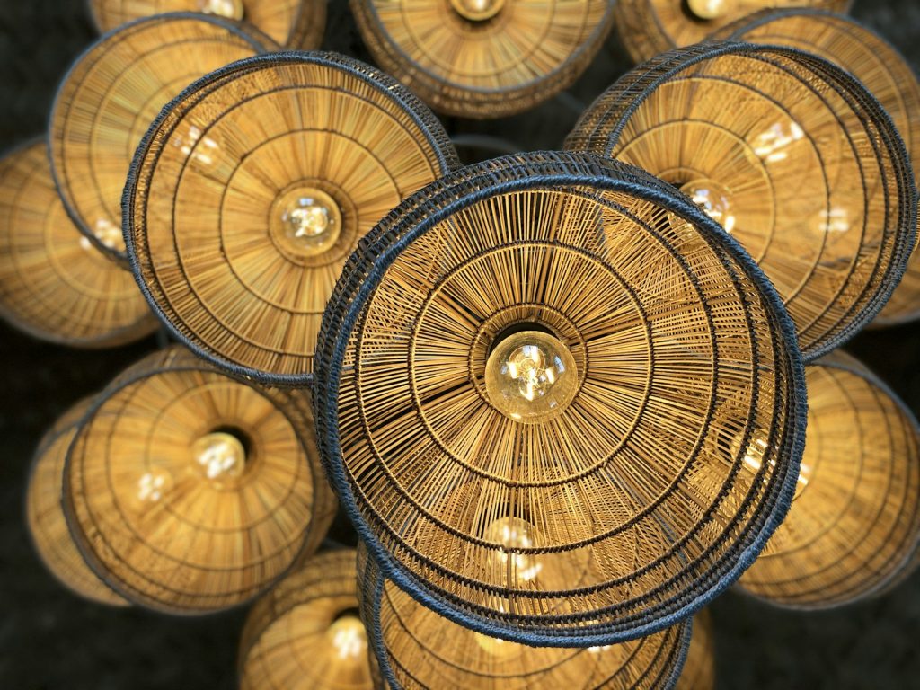 black wicker ceiling lamps