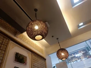 Modern bamboo and rattan pendant light