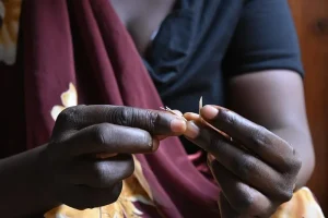 Artisan hands weaving a basket