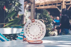 Handmade natural rattan bags from Bali